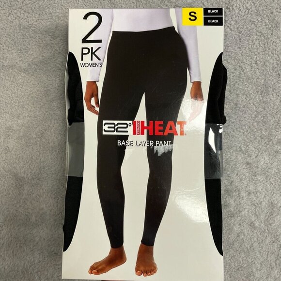 NEW 2 Pack  32 Degrees Heat Women's S Base Layer Pant Black Leggings - Picture 4 of 7